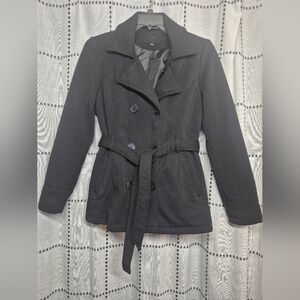 Elegant Black Double-Breasted Pea Coat